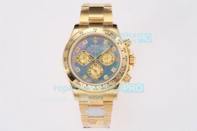 New Yellow Gold Rolex Daytona Mother Of Pearl Diamond Dial Replica Watch